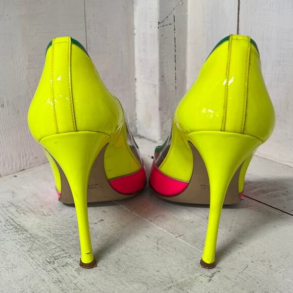 Guglielmo Rotta Plexiglass Patent Leather Stilettos Pumps Yellow/Pink 39.5 / 9 - Picture 4 of 5